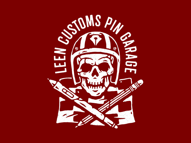 Leen Customs helmet flag creativity design race garage pin custom racing skull illustration vector