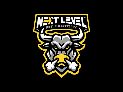 Next Level Crossfit animal bull crossfit factory fit gym illustration logo vector