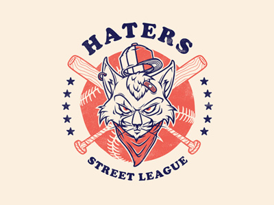 Haters baseball bat cap cat hate illustration league street vector