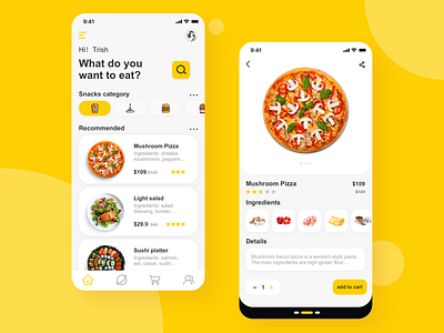 This is the homepage and detail page of a group of food apps, app branding design typography ui 应用程序 点餐 美食