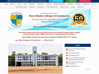 Ness Wadia College of Commerce Website ajax bootstrap codeigniter css3 html5 php seo webdesign