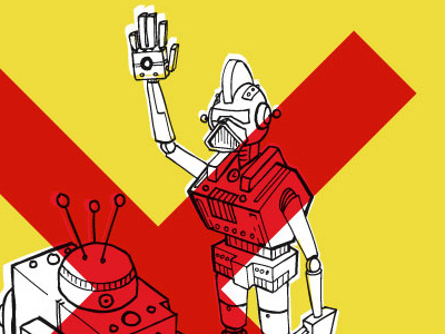 Robothighfive fail high five illustration robot