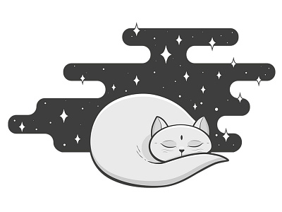 Sweat Dreams cat cute dream illustration night sleepy stars