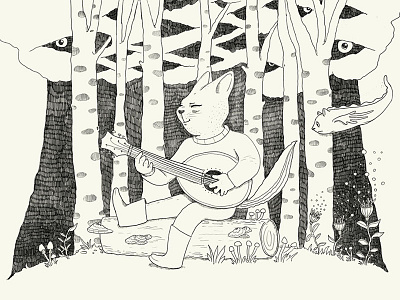 Mandolin Player drawing forest mandolin pencil