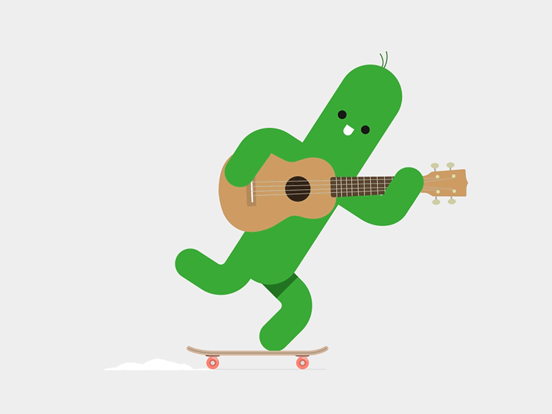 Rollenspiel cactuar cactus fanart finalfantasy skateboarding ukulele