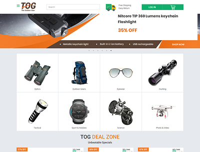 TOG Binoculars Telescope Sunglasses custom customization design ecommerce ux web wordpress