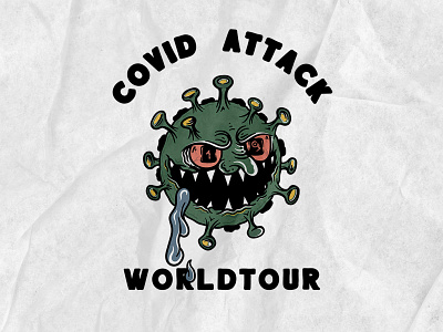COVID ATTACK WORLD TOUR Illustration — Corcoa Studio artwork badgedesign design designfeed designforsale freehand graphicdesign illustration illustrator logodesign
