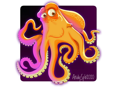 Octopus flat illustration minimal vector