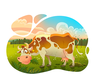 Cow flat illustration vector