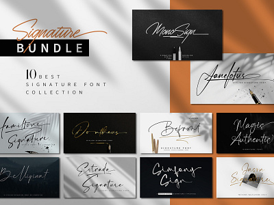 Signature Font Bundle branding design fonts handlettering logotype monoline signature font typeface
