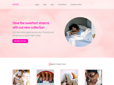 Pyjama's e-commerce ecommerce minimal pink ui ux web