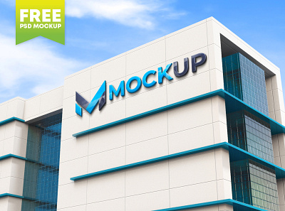 FREE LOGO PSD MOCKUP - BUSINESS BUILDING 3d render business mockup design download mock up free free design free download free download psd freebie freebie psd logo design logo mockup mockup mockup psd psd download psd mockup