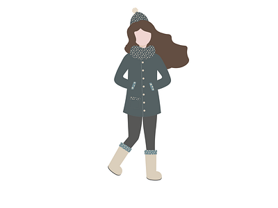 Winter. Flat woman illustration