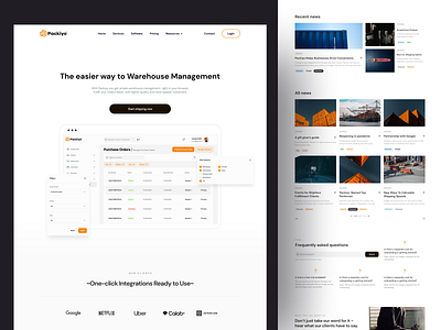 Packiyo / SaaS Website Design for Warehouse Managing app