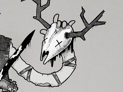 Geralt from Rivia character dotwork geralt illustration leshen linework skull sword witcher