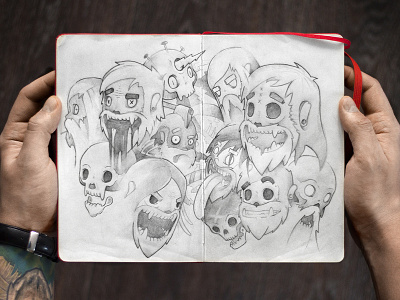 Red Sketchbook #1 characters dead illustration skeleton sketch sketchbook skull zombie