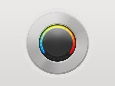 Thermostatic Dial (round two) app brushed controller dial gradient heat home interface iphone knob metal navigation radial rainbow soft temperature texture thermometer thermostat ui