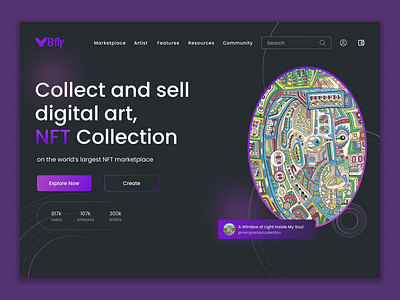 NFT Marketplace hero section landing page nft uiux uxdesign web design