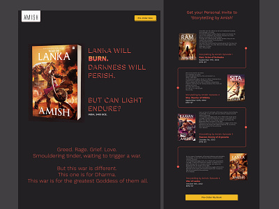 Amish Tripathi:  War of Lanka Landing Page Concept