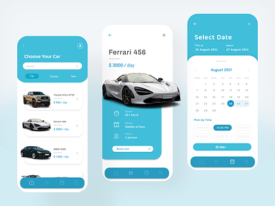 Rent Car UI Design app branding design graphic design ui ux