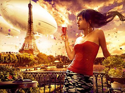 Mila - photo manipulation book composite female illustration manipulation paris photo manipulation photoshop red sexy surreal wine