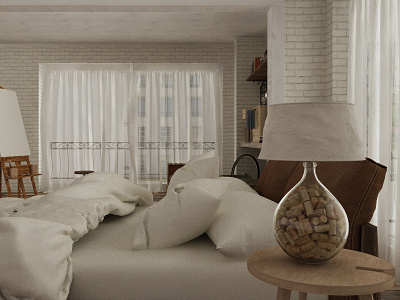 Bohemian bedroom 3d cinema 4d interior design render