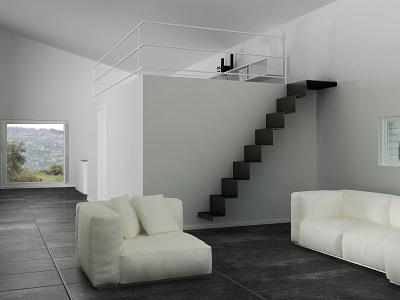 Black and white 3d cinema 4d interior design render