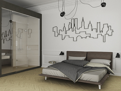 Sleeping in Philadelphia... 02 3d bedroom design interior render