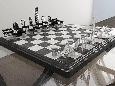 White queen on white box, black queen on WHITE box... 3d chair chairs chess design forniture render