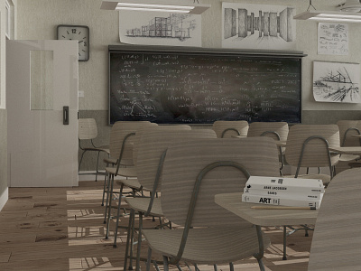 Classroom... 3d classroom render rendering