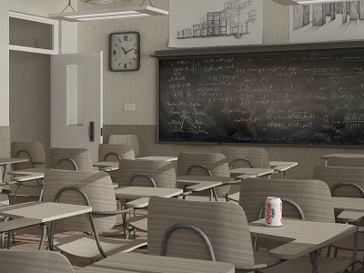 Classroom... 3d classroom render rendering