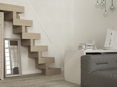 25 mq... 3d architecture cinema4d design forniture interior loft minimalistic render rendering stairs visualization