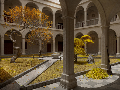 The Old Monastery... Autumn 3d 4d autumn cinema render rendering seasons