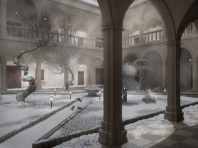 The Old Monastery... Winter 3d 4d cinema fog monastery render rendering seasons snow winter