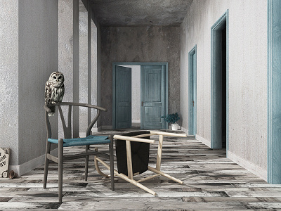 Turquoise atmosphere... 3d design chair old architecture interior interior design making of owl render rendering