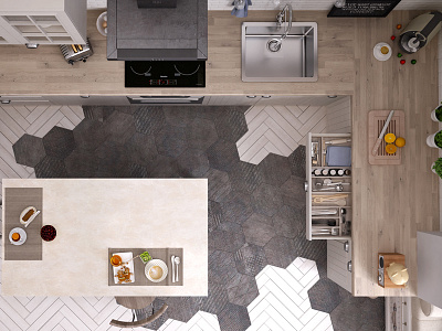 Ikea kitchen: top view