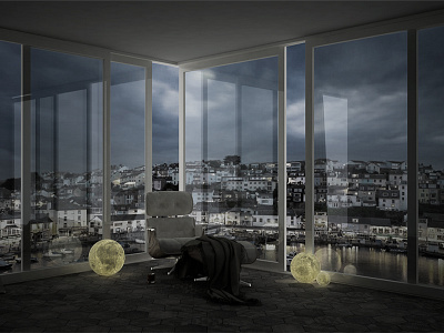 Moon inside... 3d cg cg art cg artist cgi design eames chair interior design living moon render rendering