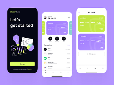 LeafBank | Mobile App analytics balance bank digital expenses finance income interface mobile app overview savings ui wallet