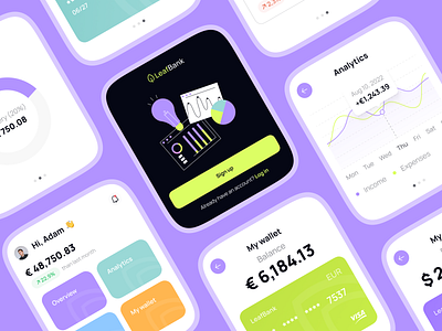 LeafBank | App for Smart Watch 🏦 📈 analytics balance banking expenses finance income interface overview savings smart watch ui wallet