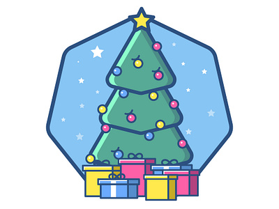 Christmas Tree flat icon illustration vector web