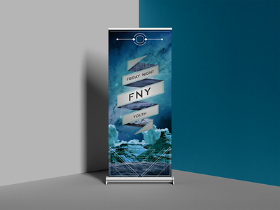 FNY Roll-Up Banner banner design mockup poster retro futurism