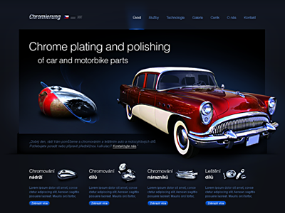 Chromierung website design blue car cars chrome dark homepage photoshop red typography web webdesign website