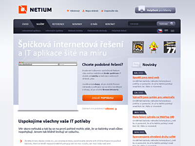 NETIUM website design blue button clean grey homepage light menu orange photoshop typography web webdesign website