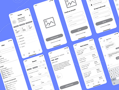 Wireframes for Job search mobile app app design graphic design mobile ux