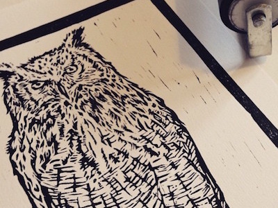 Eagle Owl Linocut bird design illustration ink linocut linoprint owl printing printmaking relief printing tattoo wildlife