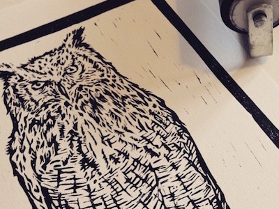 Eagle Owl Linocut