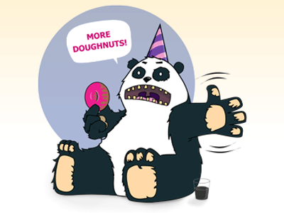 Gary the Party Panda bear doughnut gary hat illustration panda party vector wave