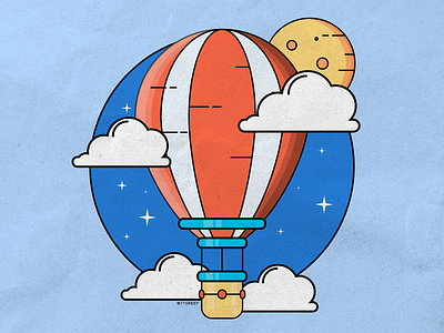 Balloon balloon clouds design flat illustration moon vector