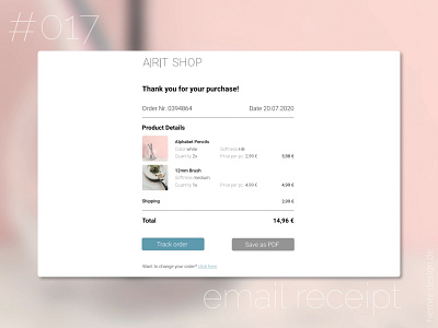 DailyUI 017 email receipt