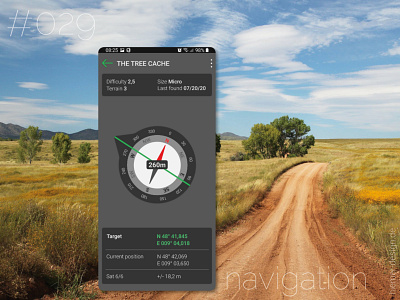DailyUI 029 app compass compass app daily 100 challenge daily ui daily ui 029 dailyui dailyui 029 dailyui029 dailyuichallenge directions geocaching geocaching compass hiking app map map app navigation navigation app uidesign uidesigner